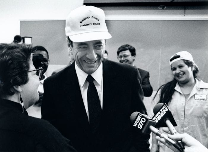 New York State Governor Mario Cuomo visiting SUNY Niagara, 1993