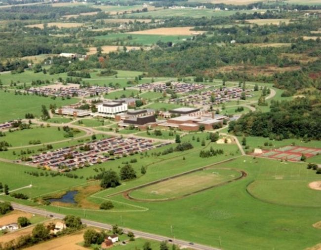 Aerial view of Sanborn campus, 1986